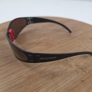 VTG Snap-on Sunglasses Mens One Size Black Brown Tinted Wrap Sport Made USA